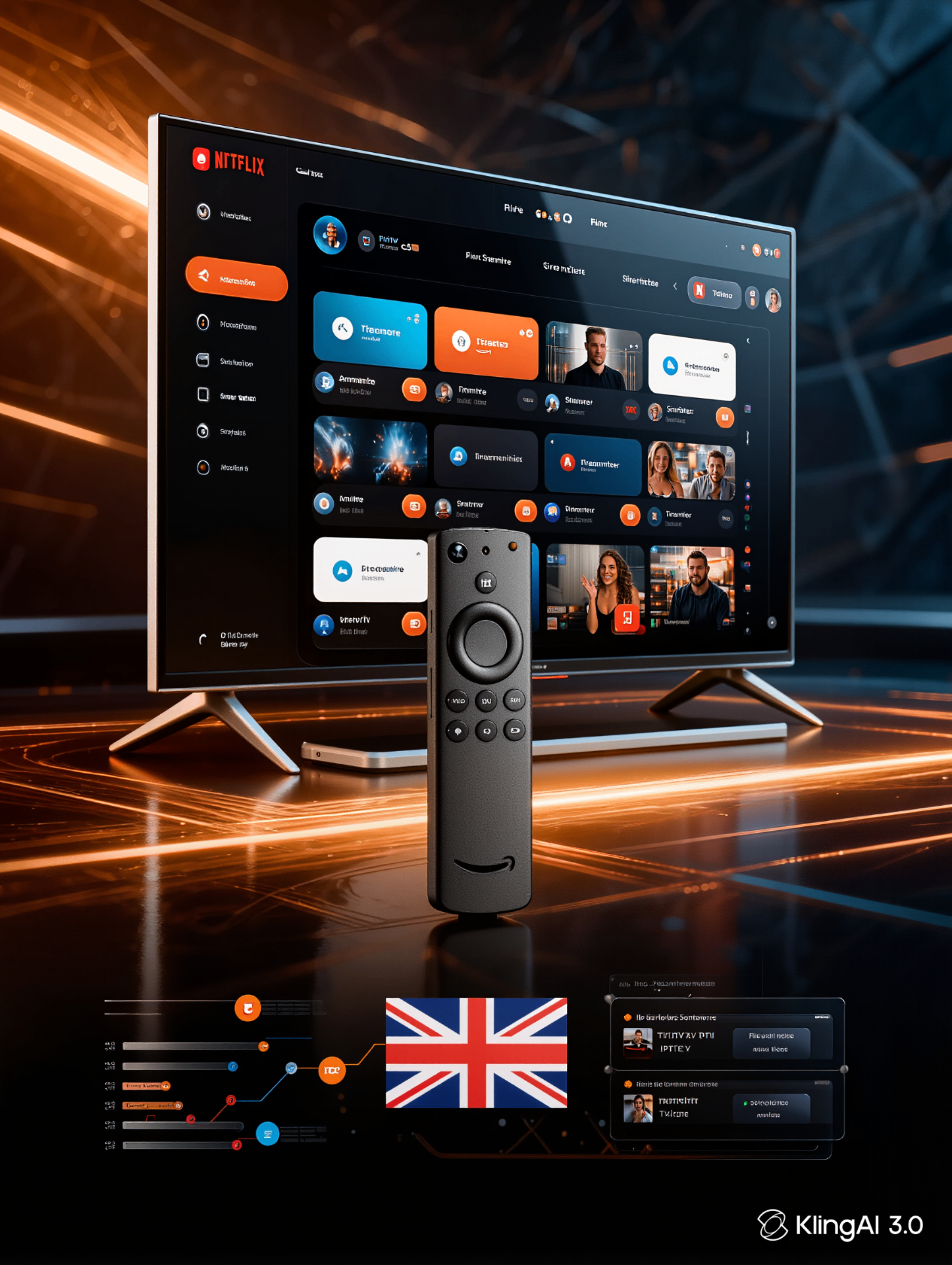 Amazon Firestick 4K Max plugged into a UK Smart TV showing IPTV Smarters Pro